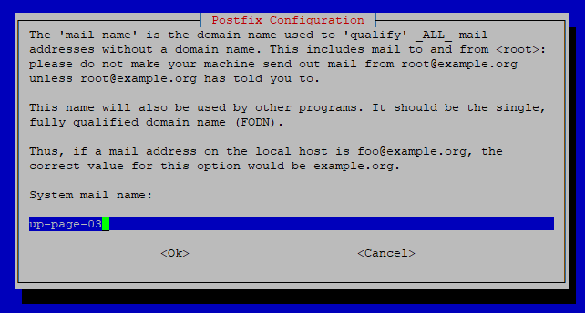 Setting the system mail name.